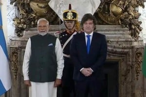 El Primer Ministro de India Narendra Modi junto al presidente Javier Milei