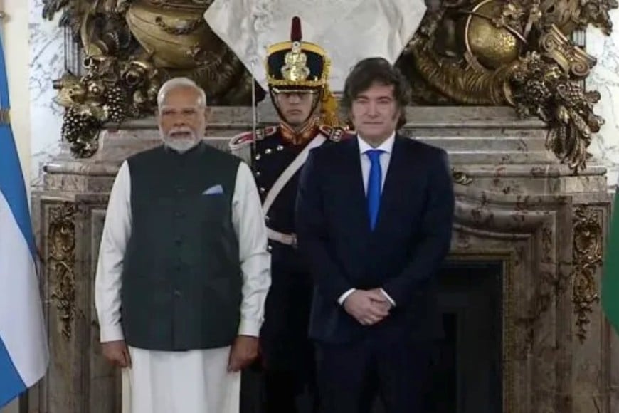 El Primer Ministro de India Narendra Modi junto al presidente Javier Milei