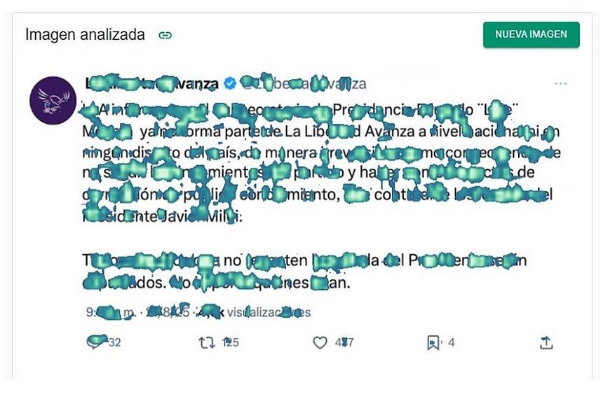 La herramienta Forensic de InVID-WeVerify arroja que el contenido fue editado, ya que presenta diversas marcas que indican sospechas de manipulación.