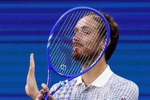 Tennis - U.S. Open - Flushing Meadows, New York, United States - August 24, 2025
Russia's Daniil Medvedev reacts during his first round match against France's Benjamin Bonzi REUTERS/Eduardo Munoz