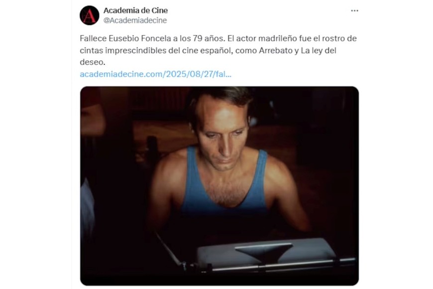 El comunicado oficial por el fallecimiento del actor.