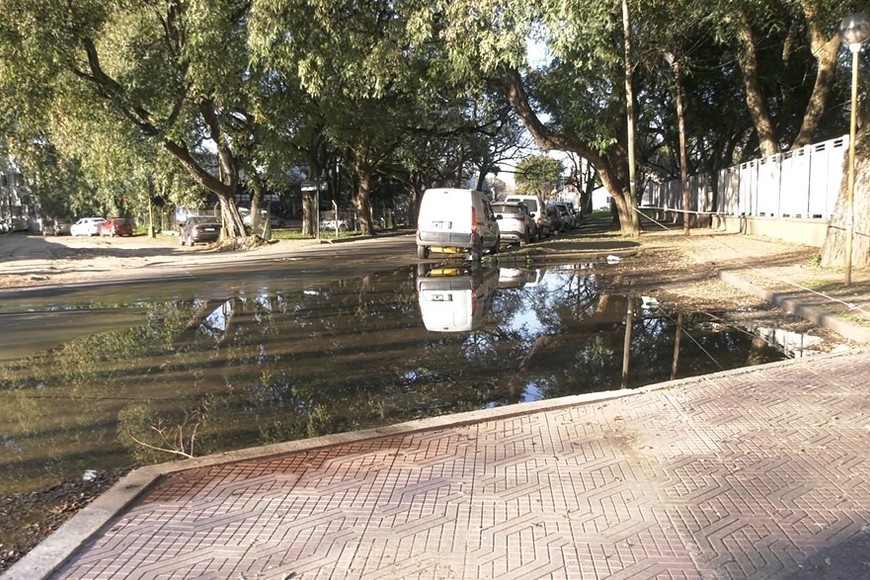 La obstrucción en la cámara de acceso cloacal generó el volcamiento de líquidos sobre la calzada.