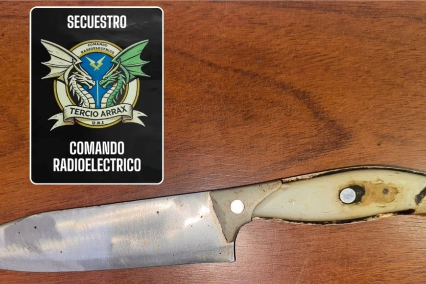 El arma blanca secuestrada en poder del violento individuo.