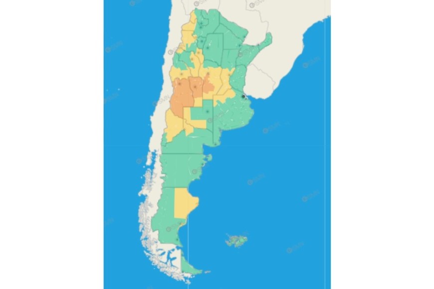 El gráfico de alertas del SMN.