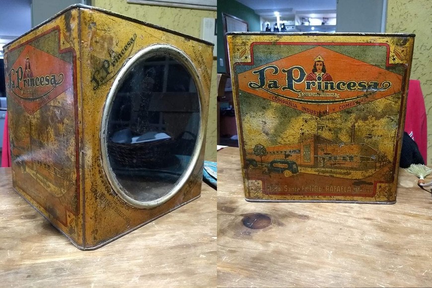 Vieja lata de galletitas que comercializaba la fábrica.