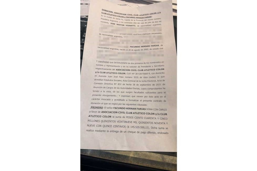 El acta a la que tuvo acceso de manera exclusiva El Litoral.
