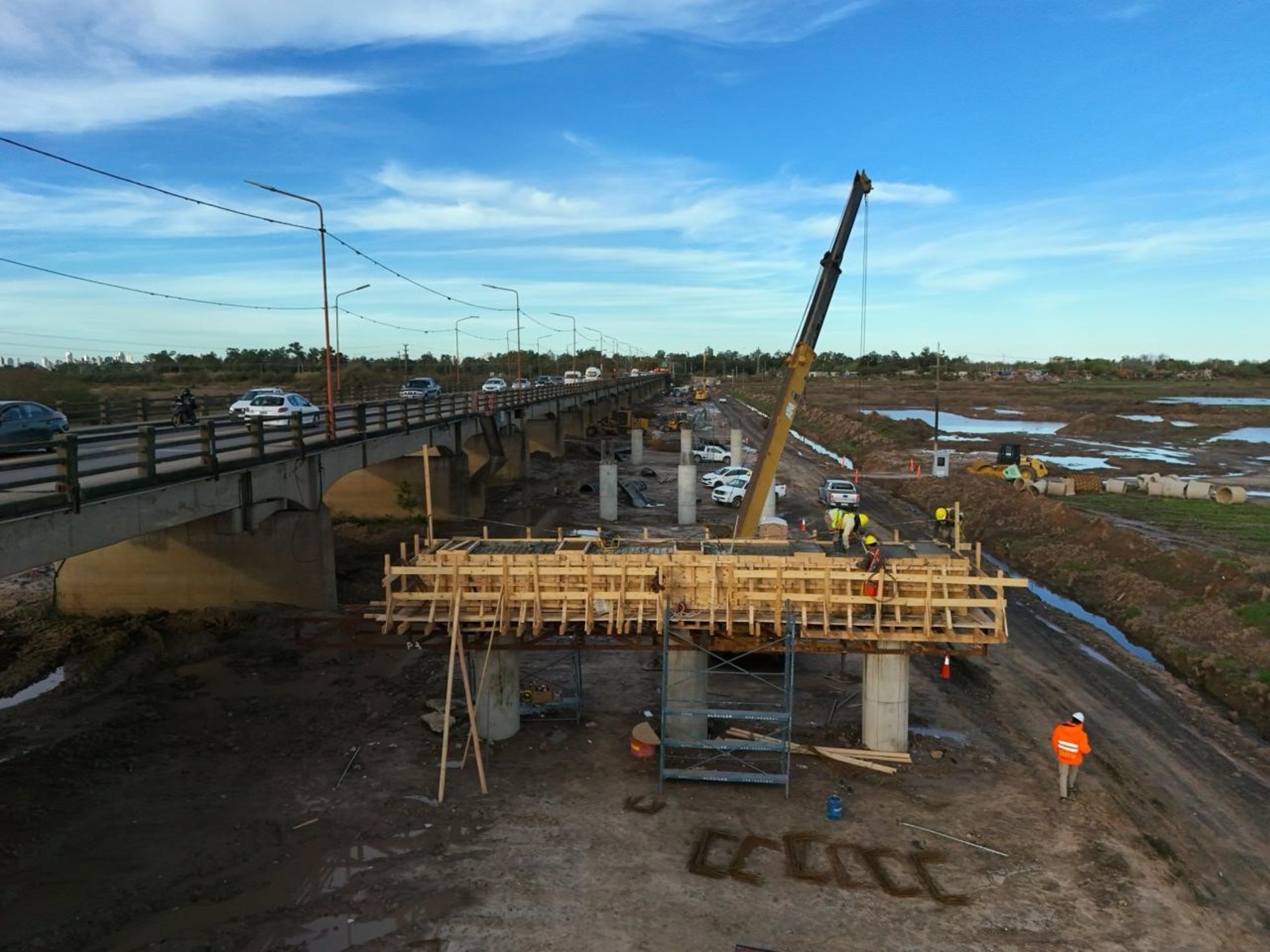 Nuevo Puente Carretero | Armado y llenado del primer cabezal