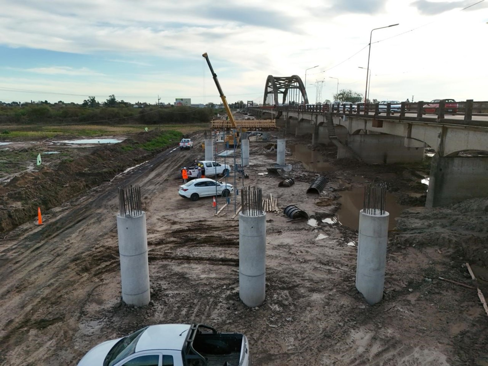 Nuevo Puente Carretero | Armado y llenado del primer cabezal