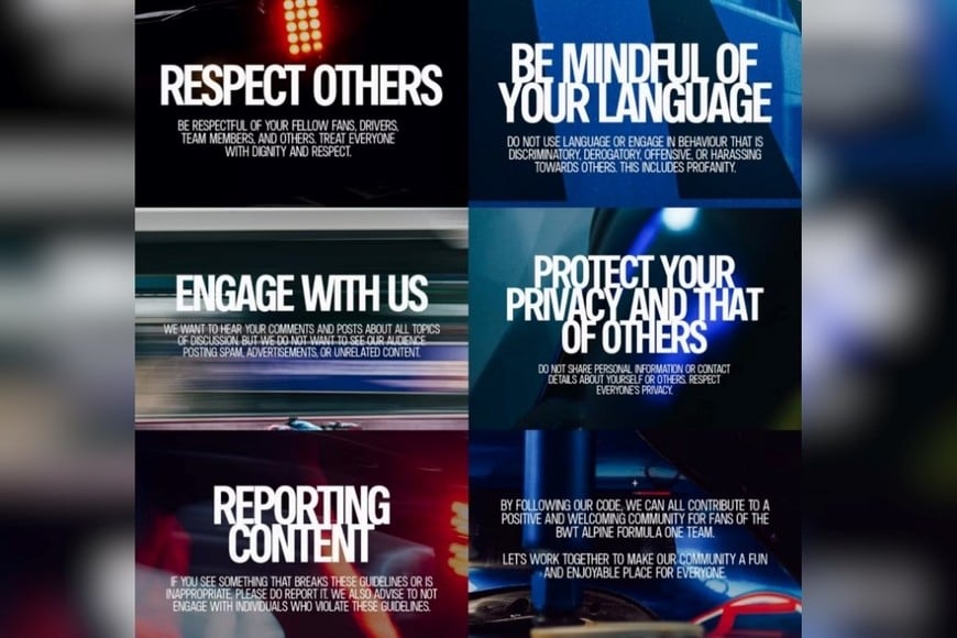 Alpine publicó un código de conducta para sus aficionados. Foto: Alpine