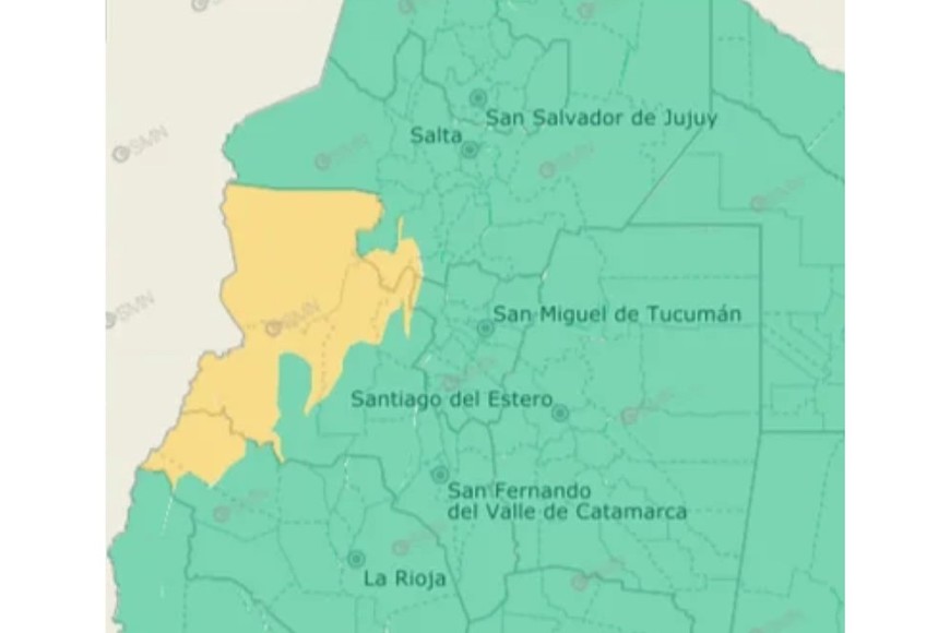 El gráfico de alertas del SMN.