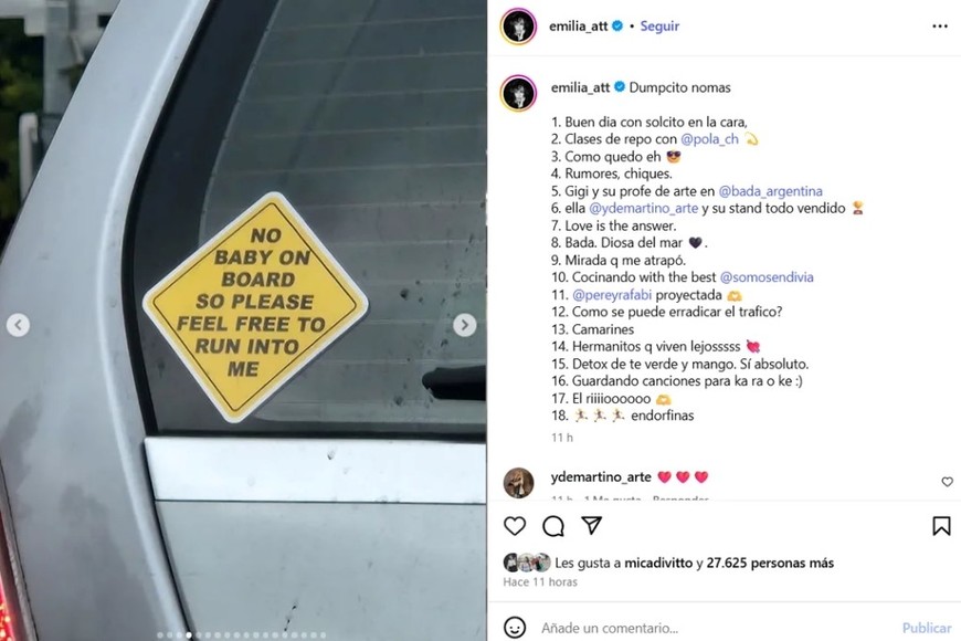 "Rumores, chiques", el descargo de Emilia Attias a los rumores de embarazo.