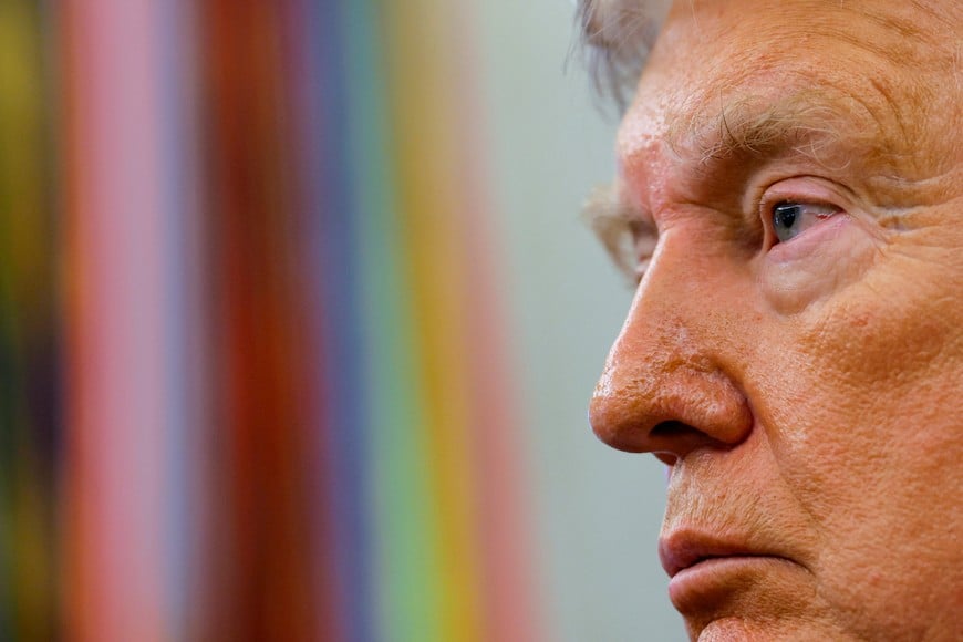 U.S. President Donald Trump looks on during an event to announce that the Space Force Command will move from Colorado to Alabama, in the Oval Office at the White House in Washington, D.C., U.S., September 2, 2025. REUTERS/Brian Snyder