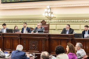 Michilg encabezó la reunión plenaria de la Convención y en el inicio pidió disculpas por sus dichos del pasado lunes al final del encuentro. Crédito: Gobierno de la provincia de Santa Fe