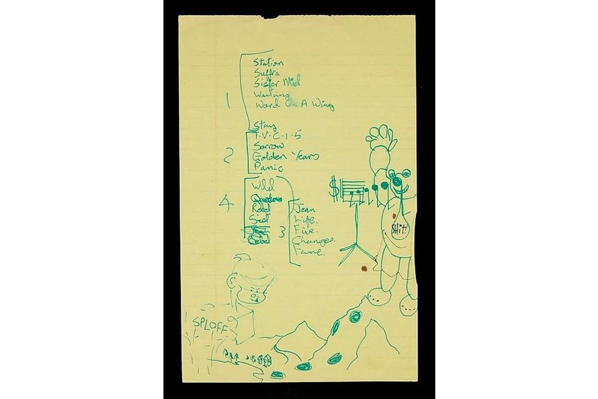 La Colección Bowie también permitirá a los fans ver artículos como esta lista de canciones escrita a mano en 1976.