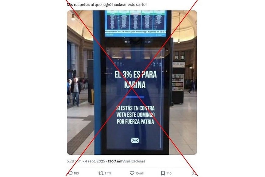 Captura de pantalla hecha el 5 de septiembre de 2025 de una publicación en X.