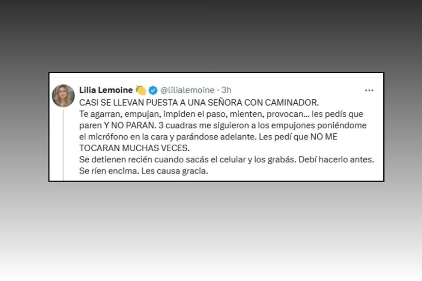 Lilia Lemoine compartió su descargo en X tras un cruce con los medios durante la votación.
