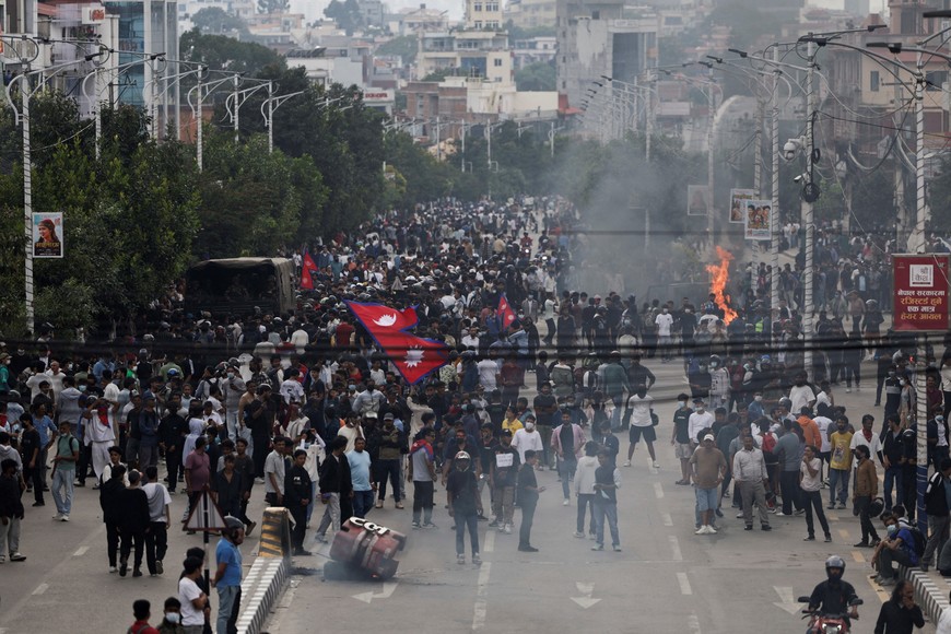 Demonstrators gather near the parliament during a protest against corruption and the government's decision to block several social media platforms, in Kathmandu, Nepal, September 8, 2025. REUTERS/Navesh Chitrakar