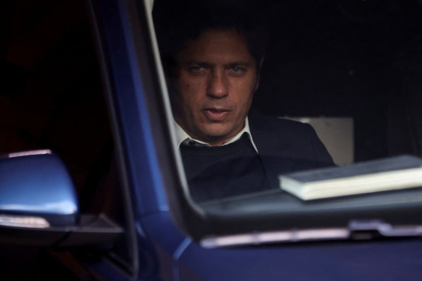 Governor of Buenos Aires Province Axel Kicillof leaves the Partido Justicialista (Justicialista Party) national building, ahead of a decision by Argentina's Supreme Court on the guilty verdict of  Argentina's former President Cristina Fernandez de Kirchner for defrauding the state, in Buenos Aires, Argentina, June 10, 2025. REUTERS/Tomas Cuesta