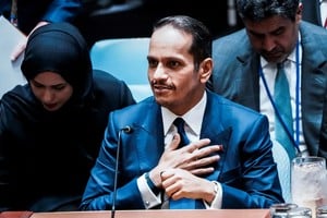 Qatar's Prime Minister and Minister for Foreign Affairs Sheikh Mohammed bin Abdulrahman bin Jassim Al-Thani attends an emergency meeting of the United Nations Security Council, following an Israeli attack on Hamas leaders in Doha, Qatar, at U.N. headquarters in New York City, U.S., September 11, 2025. REUTERS/Eduardo Munoz
