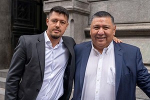 Mongilardi junto a Jorge "Loma" Ávila, referente del Sindicato de Petroleros de Chubut. Fotos: Gentileza