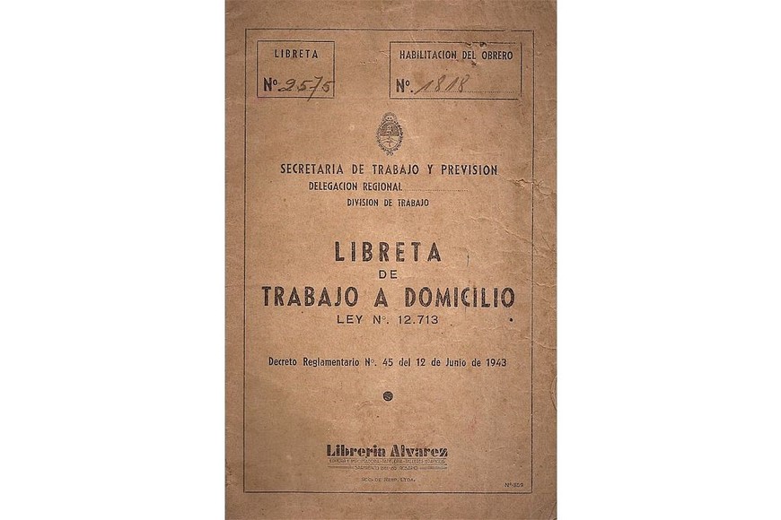 Modelo de Libreta de Trabajo a Domicilio. Gentileza