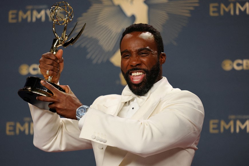 Tramell Tillman poses with the Best Supporting Actor in a Drama Series award for Severance at the 77th Primetime Emmy Awards in Los Angeles, California, U.S., September 14, 2025. REUTERS/Daniel Cole TPX IMAGES OF THE DAY
