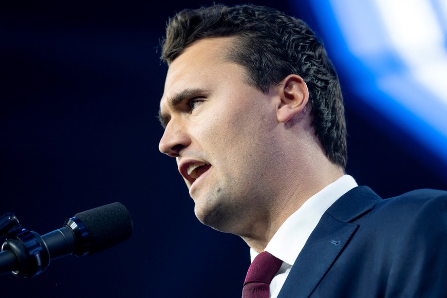 FILE PHOTO: Charlie Kirk, Turning Point USA founder, speaks during the AmericaFest 2024 conference sponsored by conservative group Turning Point in Phoenix, Arizona, U.S. December 22, 2024.  REUTERS/Cheney Orr/File Photo