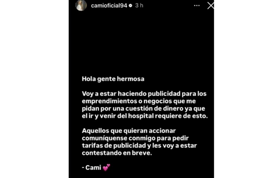El mensaje de la hermana de Thiago en redes.