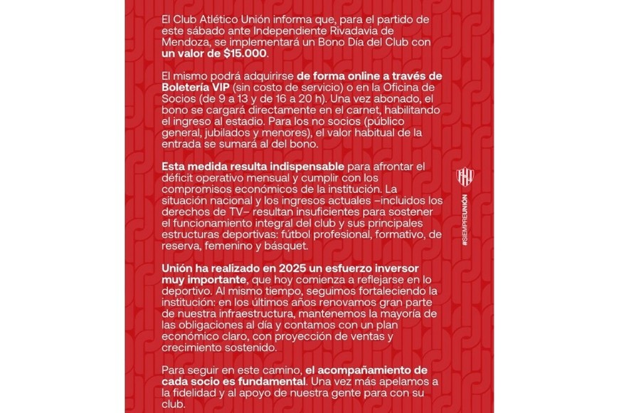 El comunicado del club.