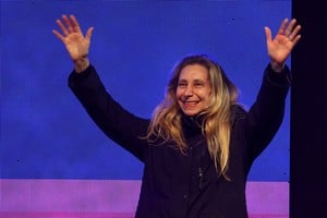 General Secretary of the Presidency of Argentina Karina Milei gestures onstage during the closing campaign rally of the La Libertad Avanza party, days before the legislative elections in the province of Buenos Aires, in Moreno on the outskirts of Buenos Aires, Argentina, September 3, 2025. REUTERS/Agustin Marcarian