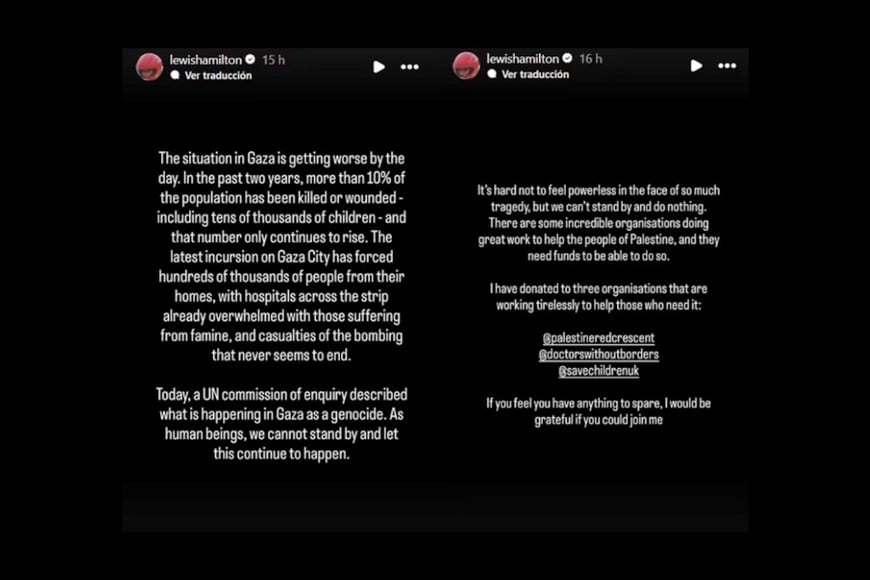 Las historias de Hamilton en Instagram. Foto: IG