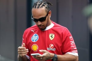 Hamilton, hoy en Ferrari, volvió a usar sus redes para hablar de Gaza. Foto: Reuters