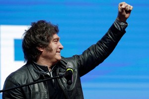 Argentina's President Javier Milei gestures during the Industrial Entrepreneurs Forum of Paraguay (FEIP), in Asuncion, Paraguay, September 16, 2025. REUTERS/Cesar Olmedo