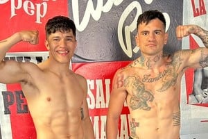Jorge Solís y Matías Gallucci, los profesionales del Gimnasio Willie Pep que se presentarán este viernes por la noche en la sede de Festram durante la velada boxística organizada por el Gimnasio Willie Pep.  Gentileza
