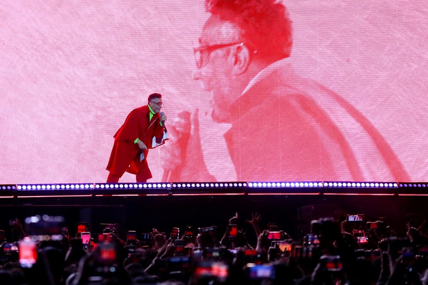 Argentine musician Fito Paez performs during a free concert at the main square "Zocalo" in Mexico City, Mexico January 18, 2025. REUTERS/Henry Romero