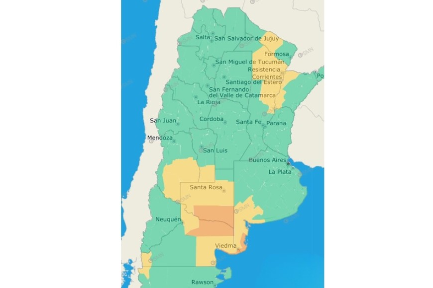 El gráfico de alertas del SMN.