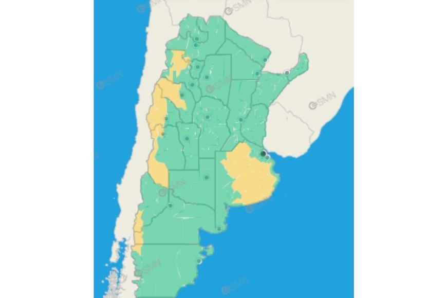 El gráfico de alertas del SMN.