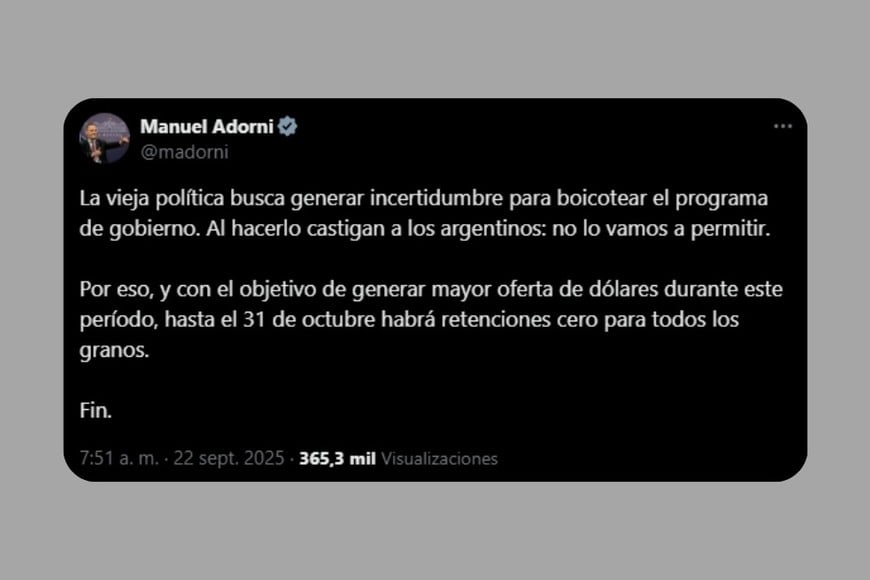 La publicación de Scott Bessent en X.