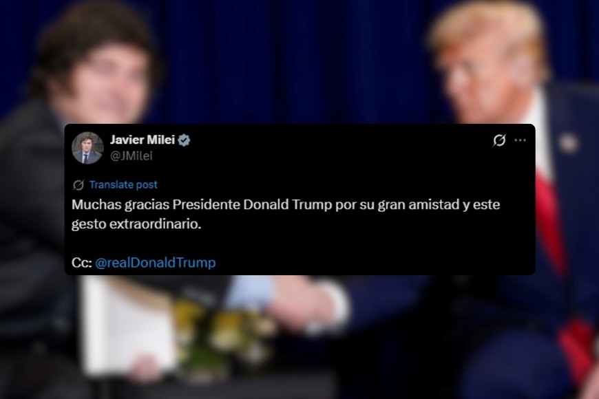 El agradecimiento de Milei a Trump. Foto: EL