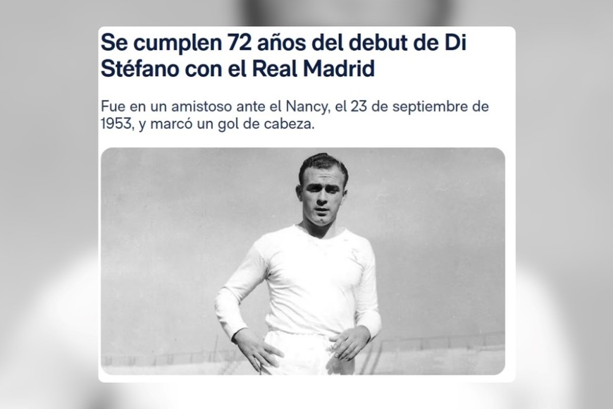 La Saeta Rubia, Di Stéfano, debutó el 23 de septiembre de 1953.