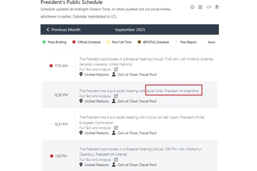 Agenda oficial de Trump este martes en Nueva York.