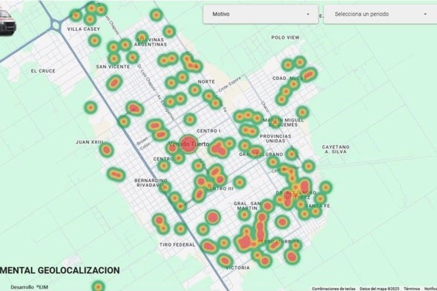 Puntos "calientes" en el mapa de Venado. Foto: Informe Seliar SIES 107.
