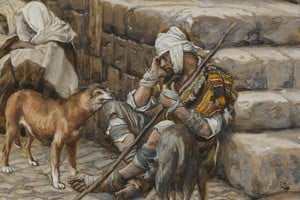 Lázaro y sus perros. ¿Por qué Dios eligió a un mendigo enfermo y menesteroso como él y no al rico y opulento Epulón? Gentileza