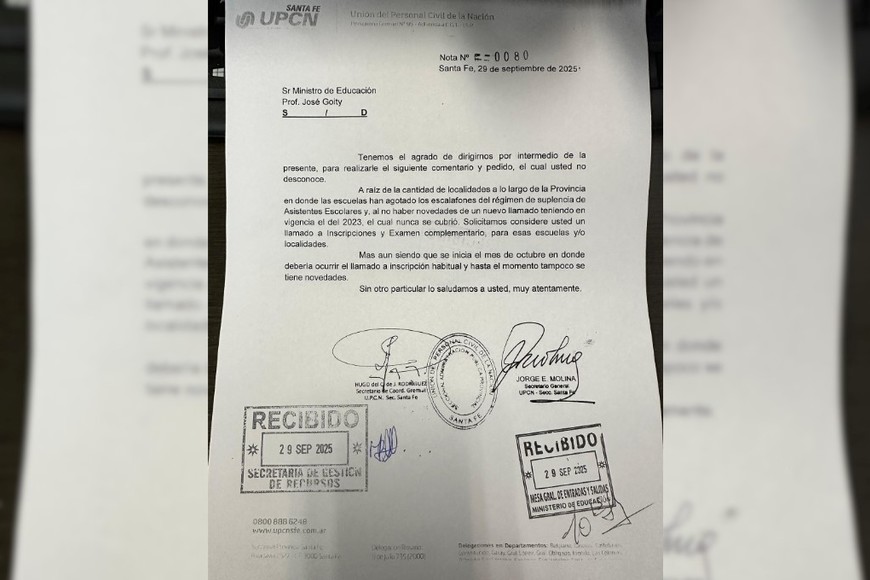 Presentación formal de UPCN Santa Fe en el Ministerio de Educación.