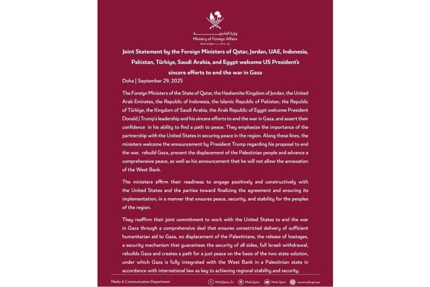 El comunicado conjunto completo de los ministros de Relaciones Exteriores.