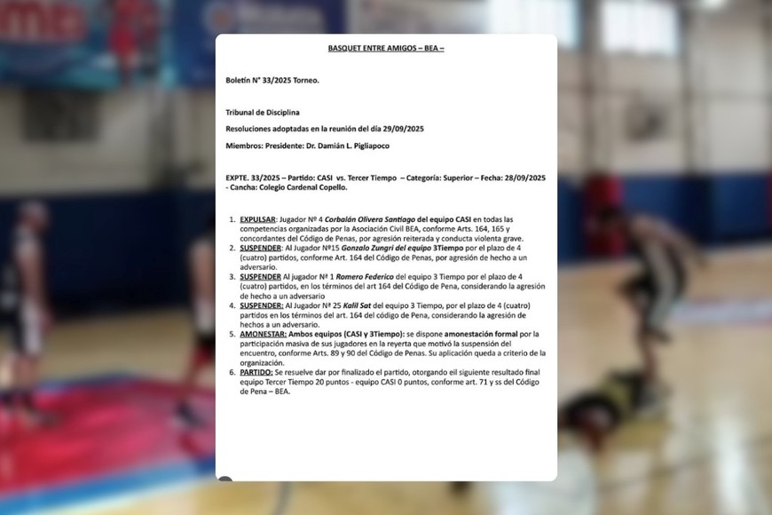 La organización del torneo expulsó de por vida al jugador agresor.