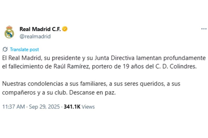 El mensaje del Real Madrid.