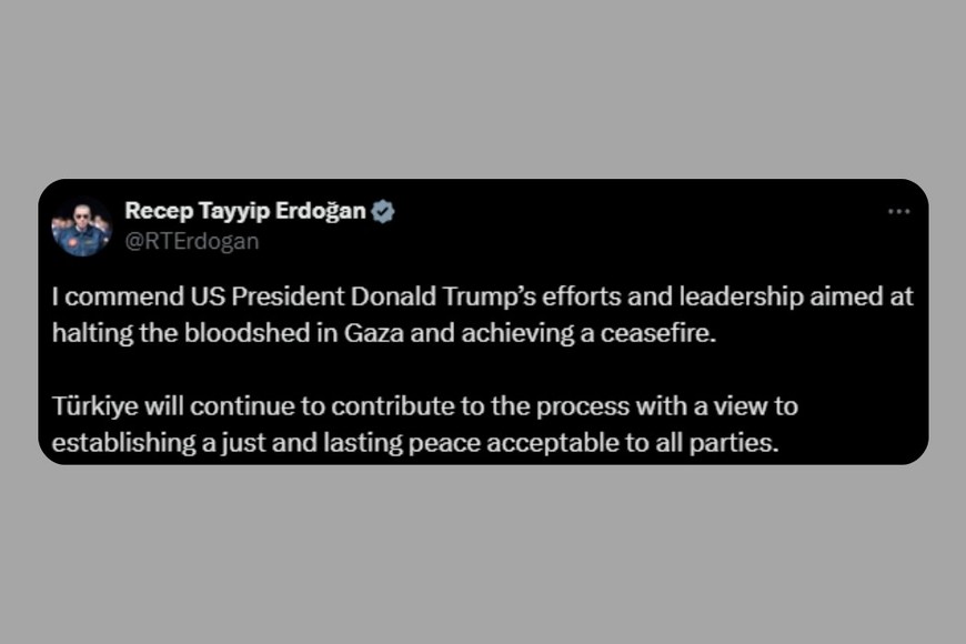El mensaje de Erdogan en X.