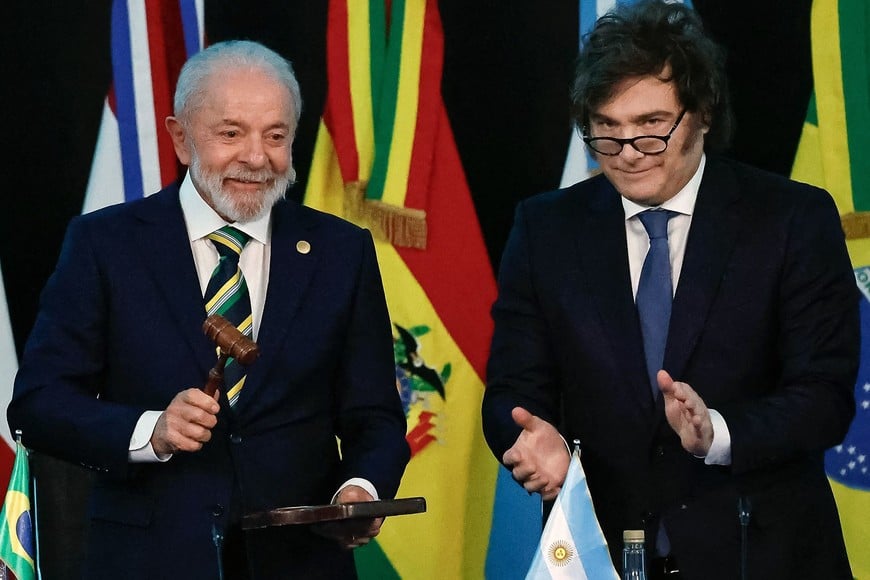 Presidentes Lula da Silva de Brasil y Javier Milei de Argentina. Para Trump, el argentino es un "aliado clave" en la lucha contra el socialismo, del cual el brasileño -justamente- es uno de los principales referentes en Latinoamérica.