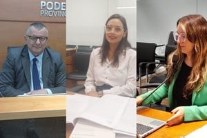 El juez de Cámara, Dr. Eduardo Bernachia; la fiscal Georgina Díaz y la abogada defensora María Noel Severo.